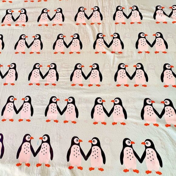 IKEA Blavingad Twin Duvet Cover & Pillowcase Set Penguin Light Turquoise Orange - Picture 9 of 16